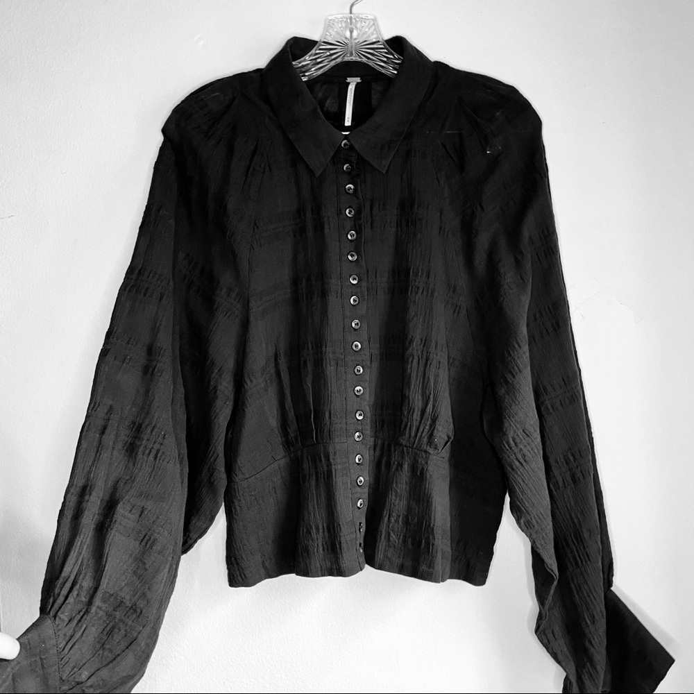 Free People black blouse summer jacket blouson